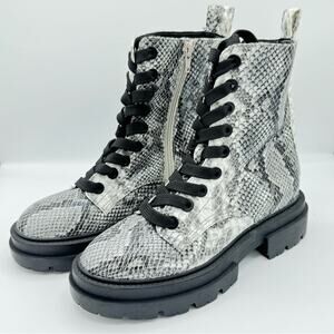 Dolce Vita Flume - Black White Snake Print Lace Up Combat Boots Size 5.5